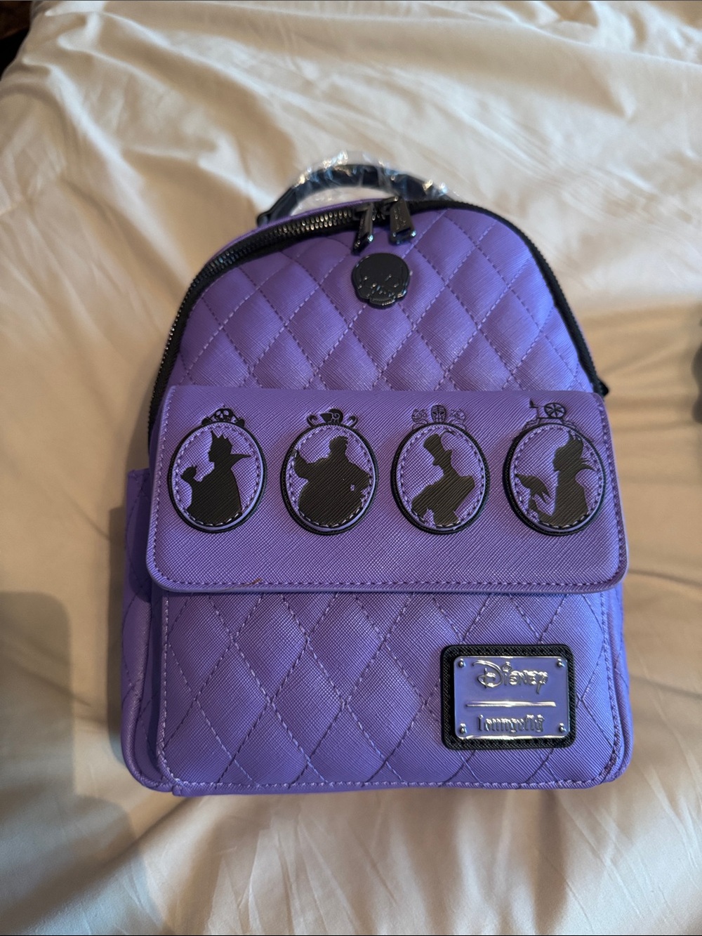 Disney Purple Quilted Mini Backpack with Character Cameos
